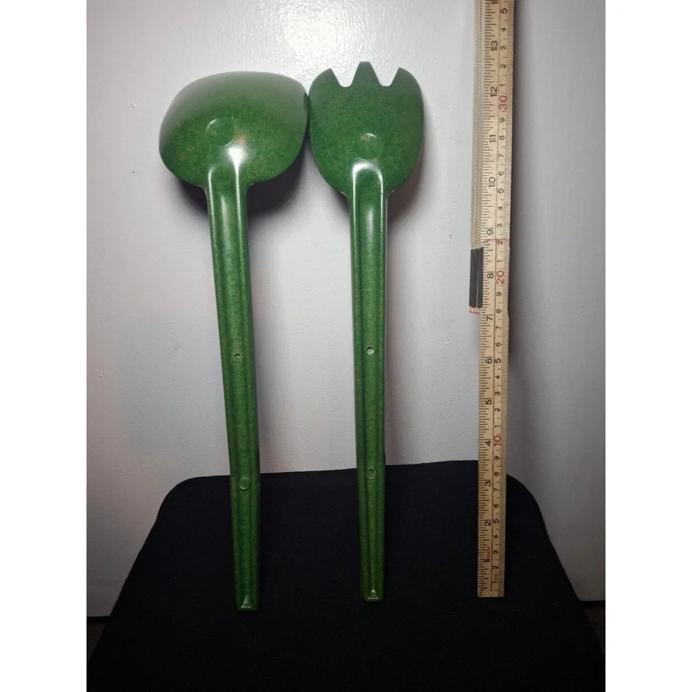 Vintage‎ green flintwood salad serving utensils